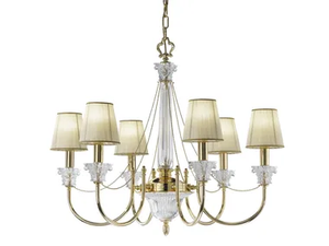 VICKY 37089/6 - Gold plated chandelier with crystal and shade _ Possoni Illuminazione